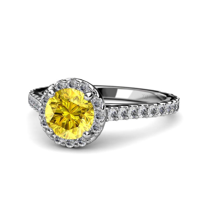 Miah Yellow Sapphire and Diamond Halo Engagement Ring  