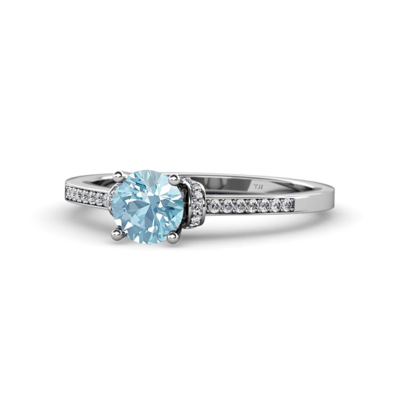 Enlai Aquamarine and Diamond Engagement Ring 