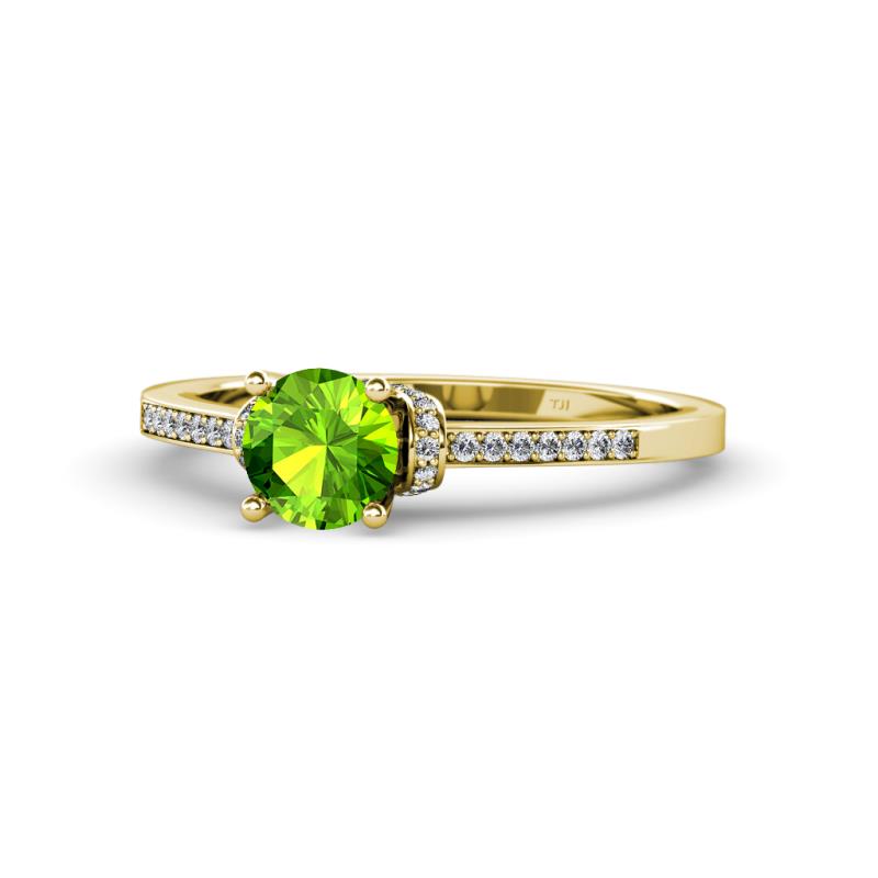 Enlai Peridot and Diamond Engagement Ring 