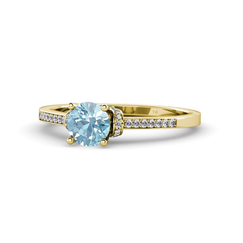 Enlai Aquamarine and Diamond Engagement Ring 
