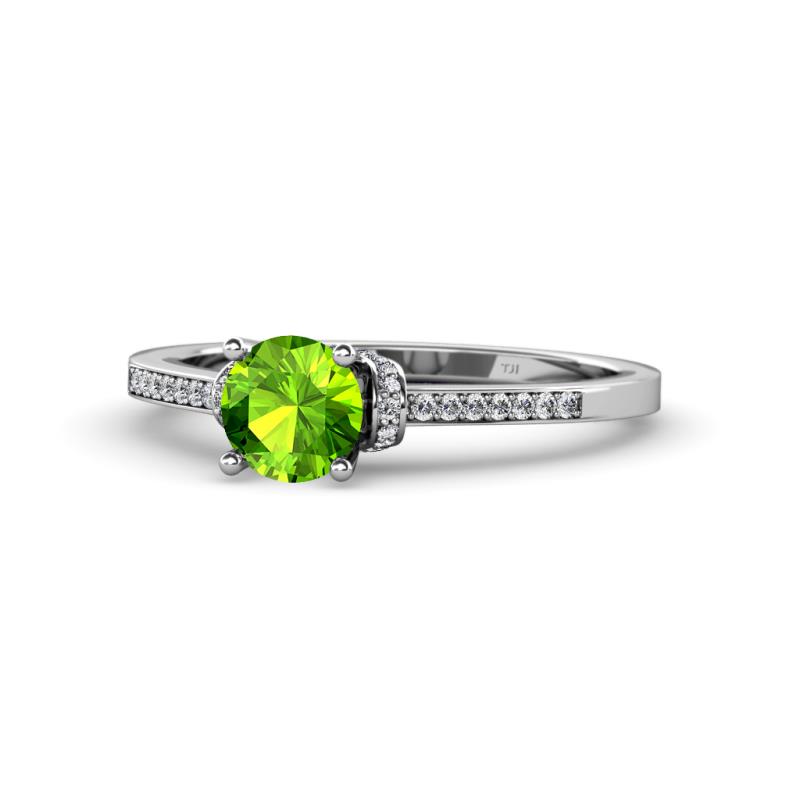 Enlai Peridot and Diamond Engagement Ring 