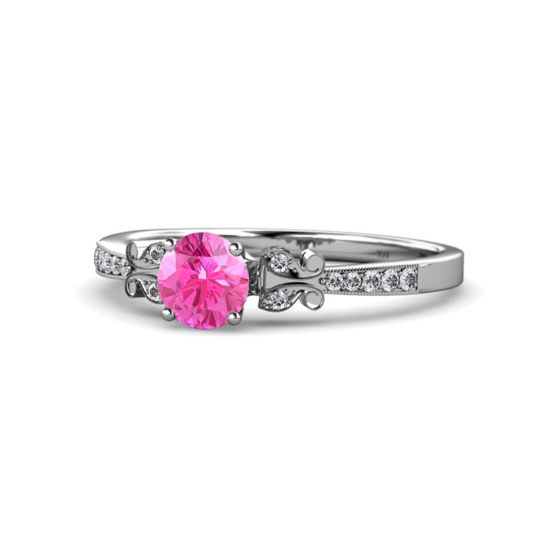 Freya Lab Created Pink Sapphire and Diamond Butterfly Engagement Ring 