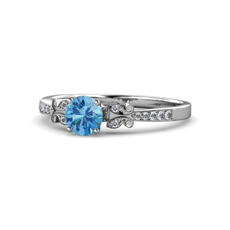 Freya Blue Topaz and Diamond Butterfly Engagement Ring 