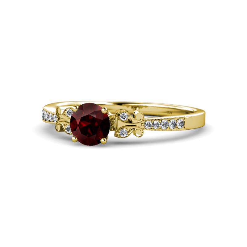 Freya Red Garnet and Diamond Butterfly Engagement Ring 