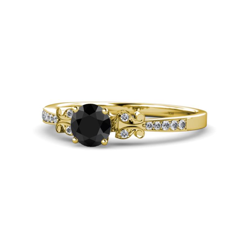Freya Black and White Diamond Butterfly Engagement Ring 