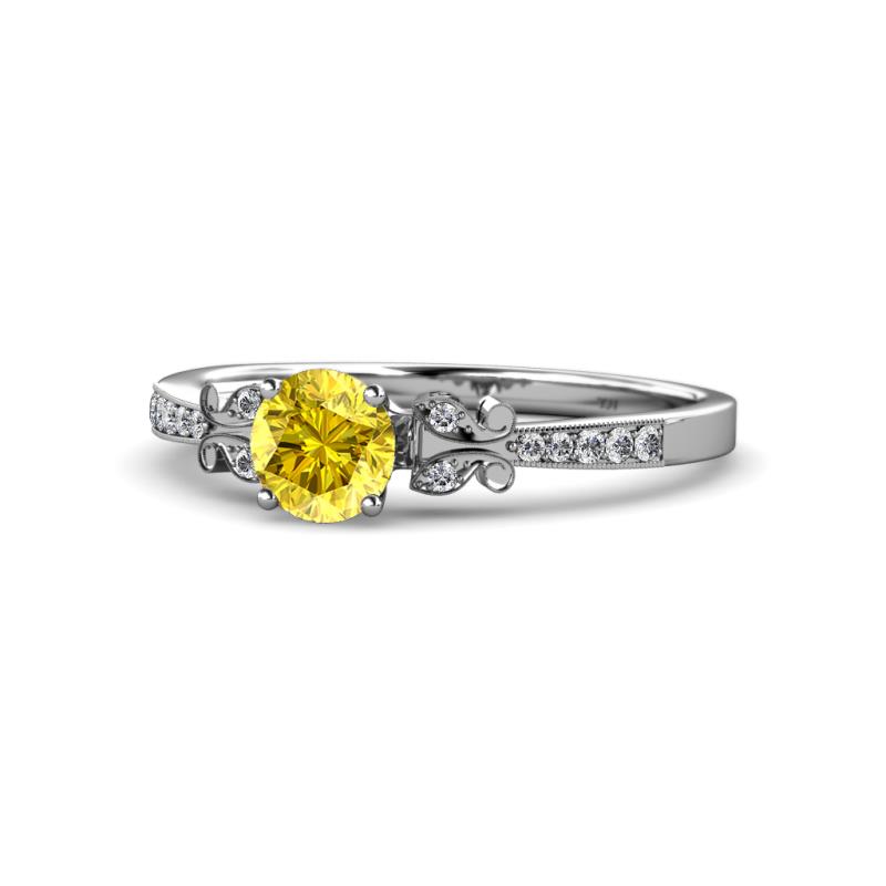 Freya Lab Created Yellow Sapphire and Diamond Butterfly Engagement Ring 