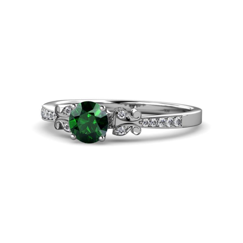 Freya Emerald and Diamond Butterfly Engagement Ring 