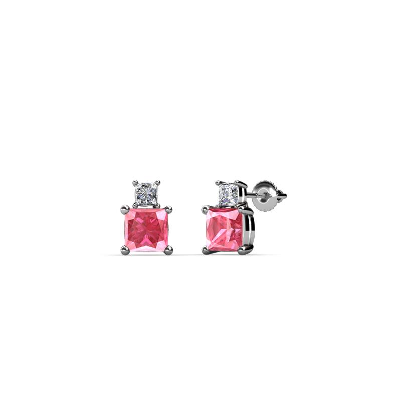 Sera Pink Tourmaline and Diamond Two Stone Stud Earrings 