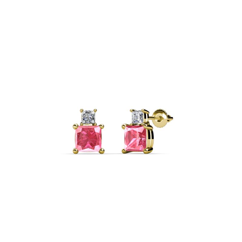 Sera Pink Tourmaline and Diamond Two Stone Stud Earrings 