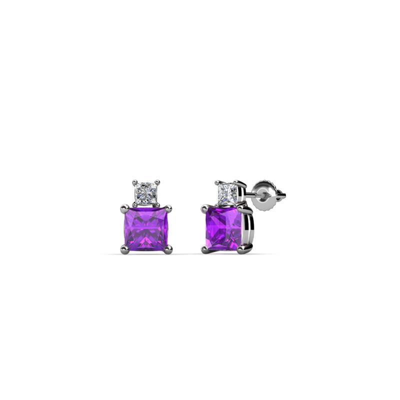 Sera Amethyst and Diamond Two Stone Stud Earrings 