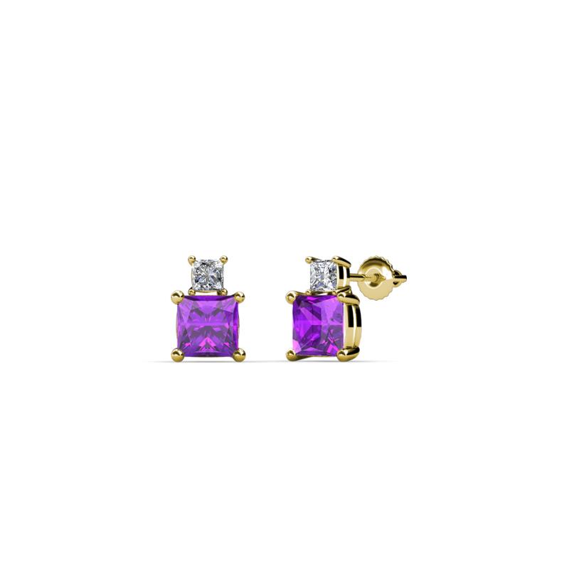 Sera Amethyst and Diamond Two Stone Stud Earrings 