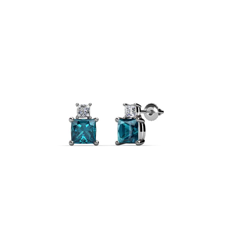 Sera London Blue Topaz and Diamond Two Stone Stud Earrings 