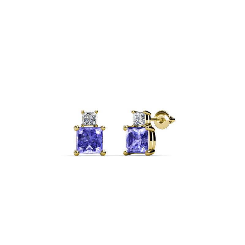 Sera Tanzanite and Diamond Two Stone Stud Earrings 