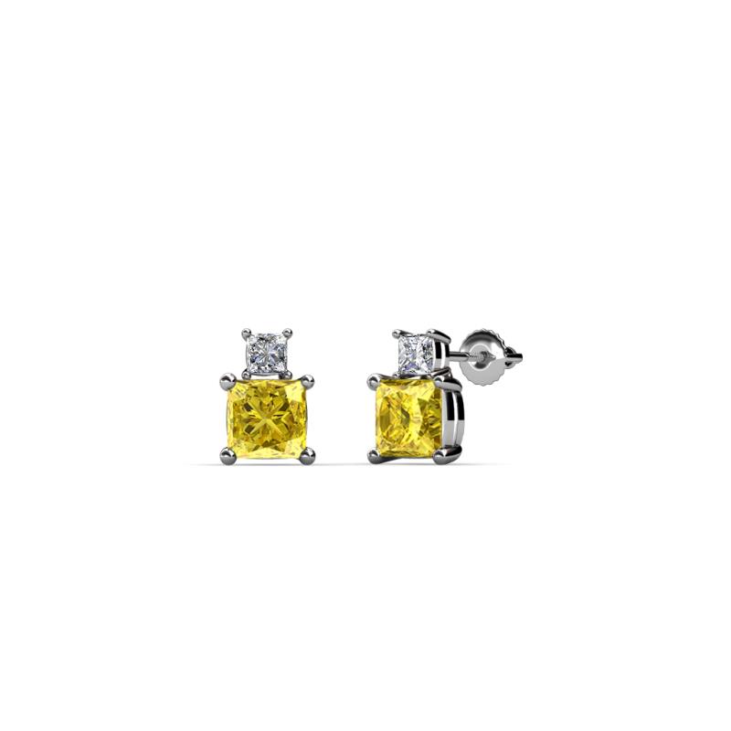 Sera Yellow Sapphire and Diamond Two Stone Stud Earrings 
