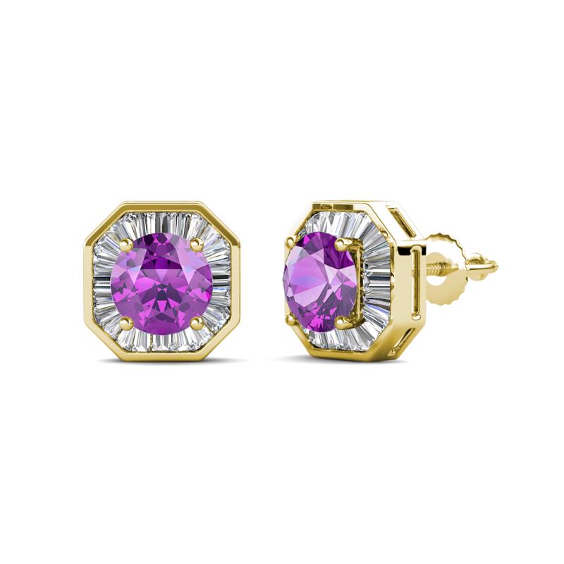 Kaia Amethyst and Diamond Halo Stud Earrings 