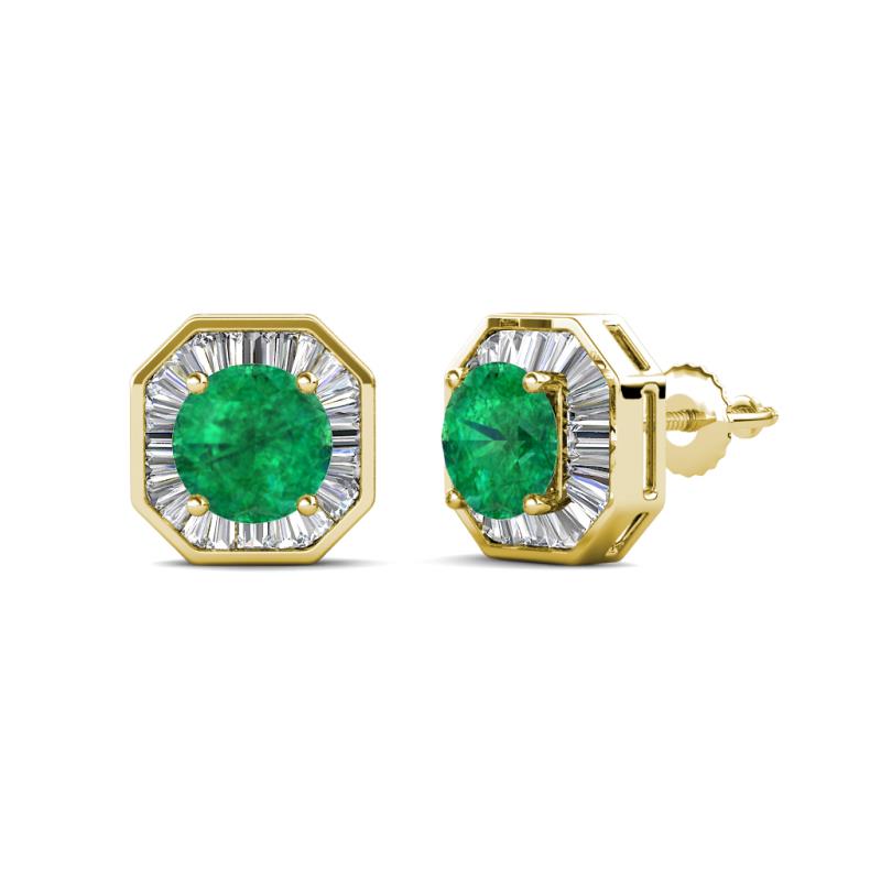 Kaia Emerald and Diamond Halo Stud Earrings 