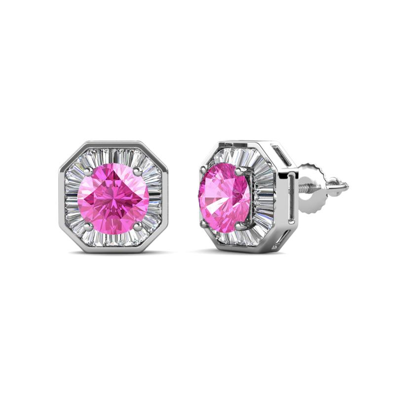 Kaia Pink Sapphire and Diamond Halo Stud Earrings 