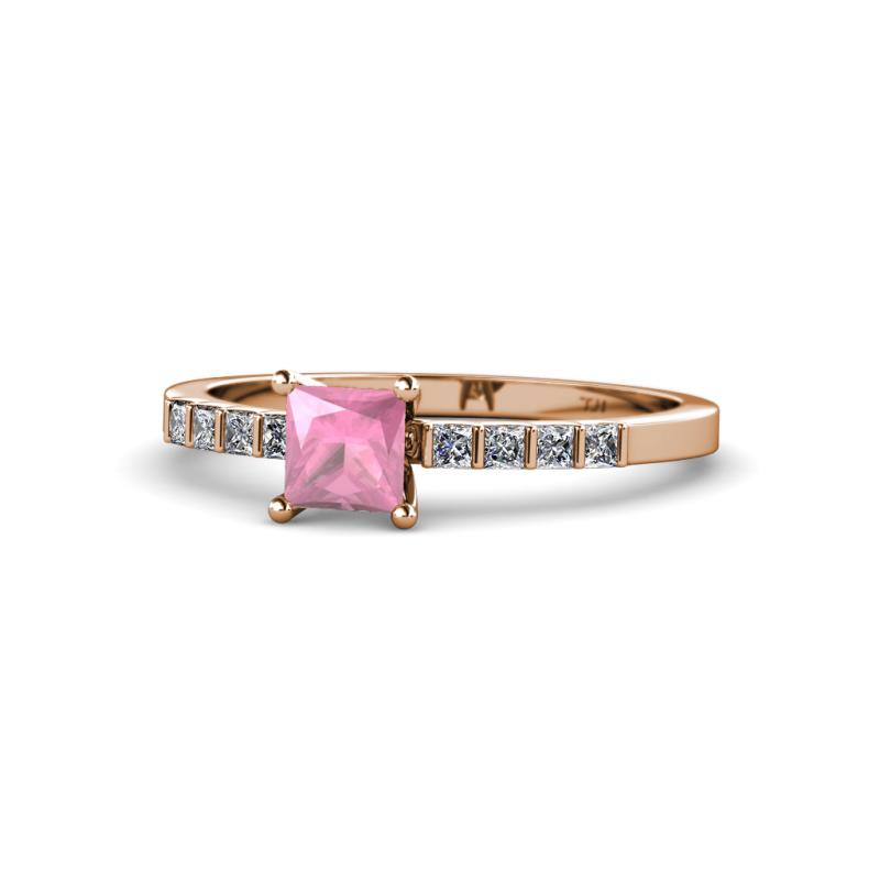 Amra Princess Cut Pink Tourmaline and Diamond Engagement Ring 