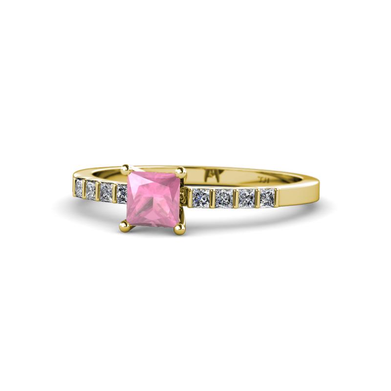 Amra Princess Cut Pink Tourmaline and Diamond Engagement Ring 