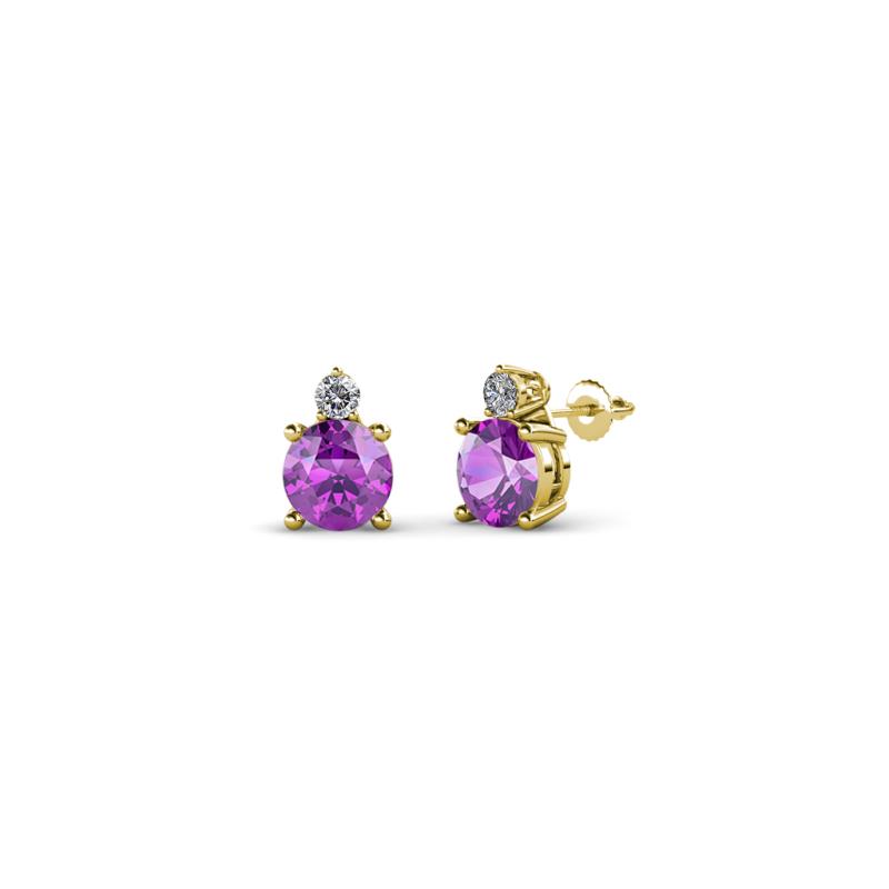 Viera Amethyst and Diamond Two Stone Stud Earrings 