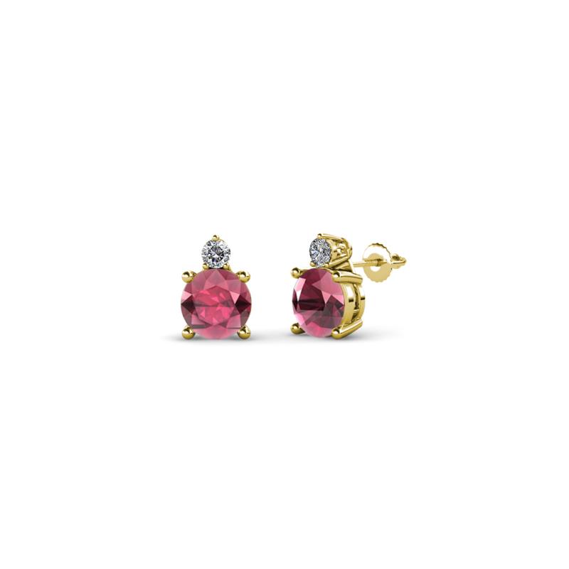 Viera Rhodolite Garnet and Diamond Two Stone Stud Earrings 