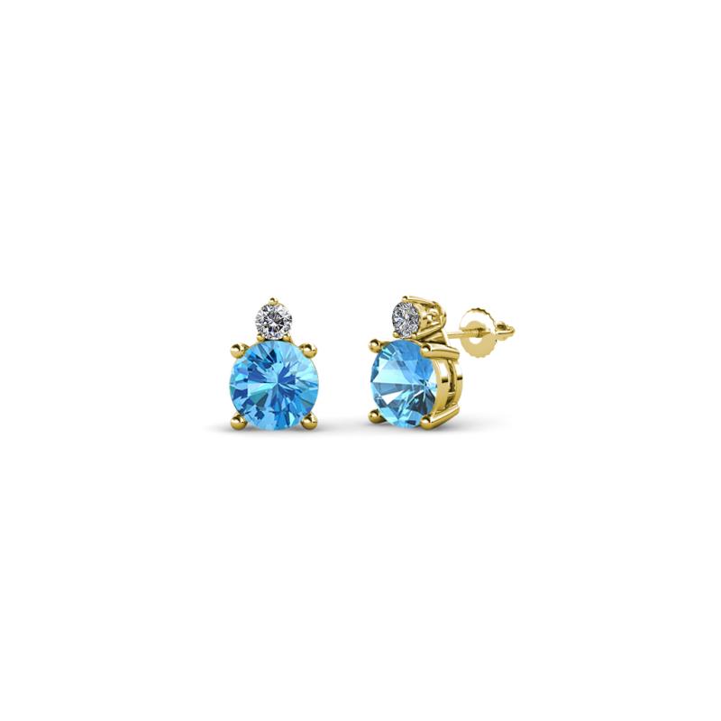 Viera Blue Topaz and Diamond Two Stone Stud Earrings 