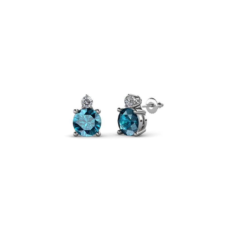 Viera London Blue Topaz and Diamond Two Stone Stud Earrings 