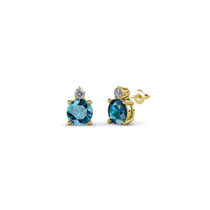 Viera London Blue Topaz and Diamond Two Stone Stud Earrings 