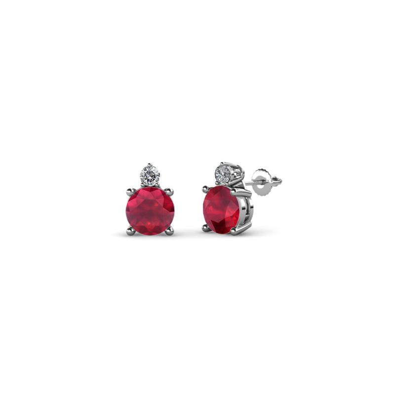 Viera Ruby and Diamond Two Stone Stud Earrings 