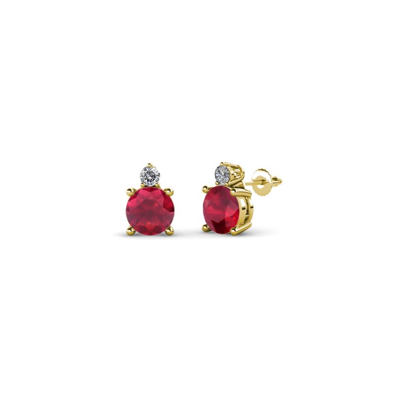 Viera Ruby and Diamond Two Stone Stud Earrings 