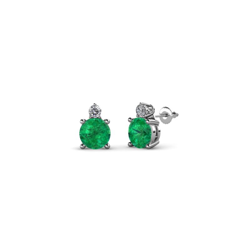 Viera Emerald and Diamond Two Stone Stud Earrings 
