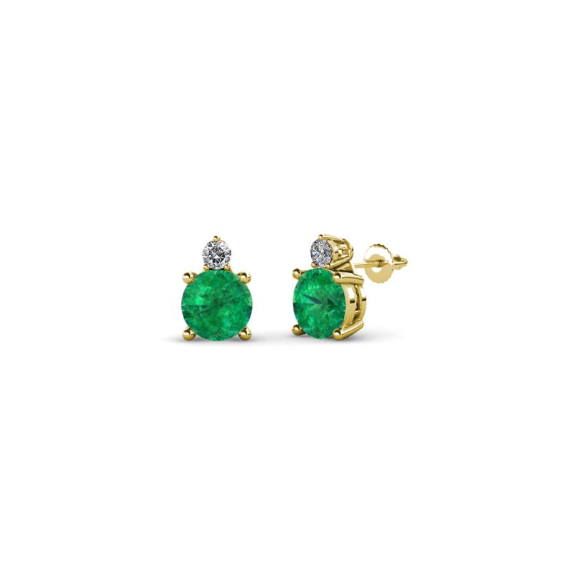Viera Emerald and Diamond Two Stone Stud Earrings 