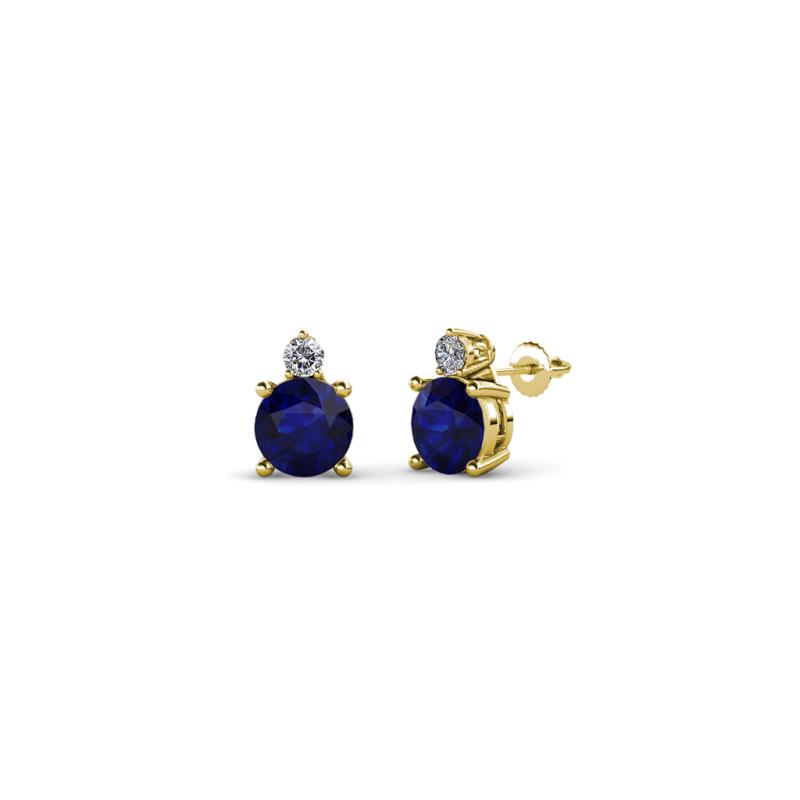 Viera Blue Sapphire and Diamond Two Stone Stud Earrings 