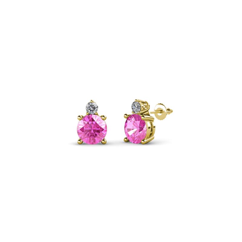 Viera Pink Sapphire and Diamond Two Stone Stud Earrings 