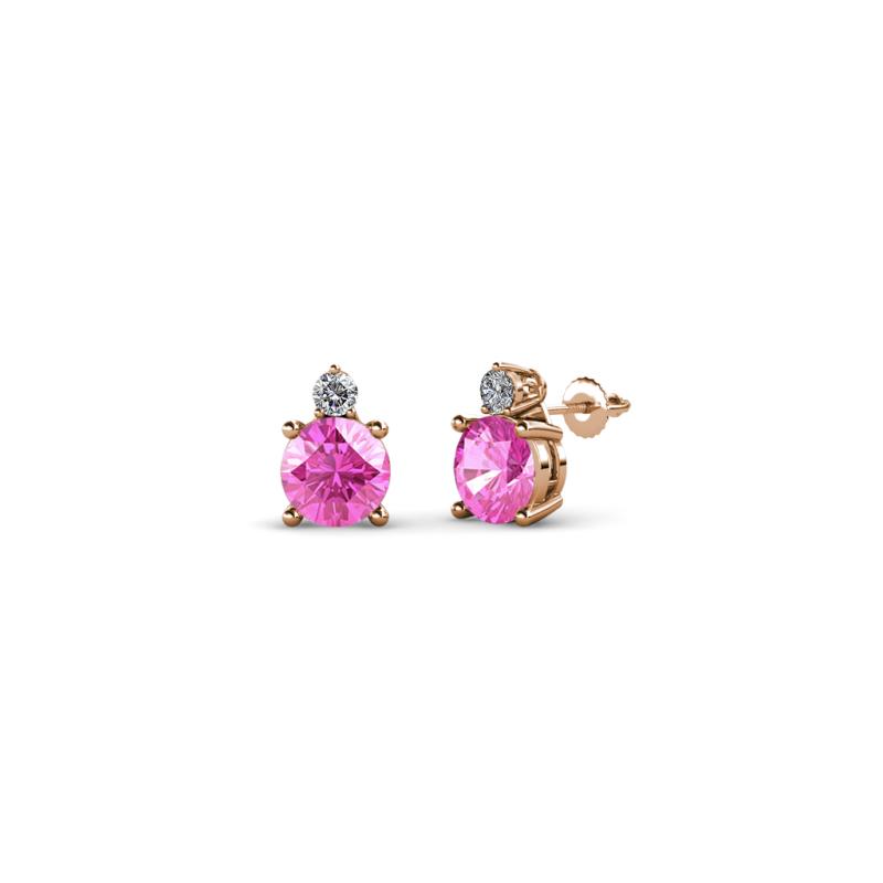 Viera Pink Sapphire and Diamond Two Stone Stud Earrings 