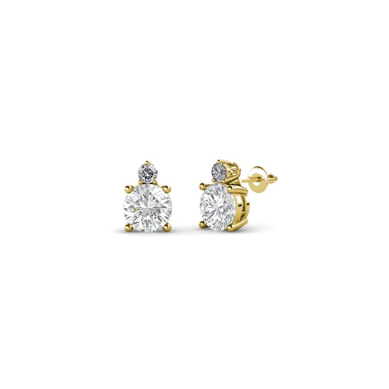 Viera White Sapphire and Diamond Two Stone Stud Earrings 