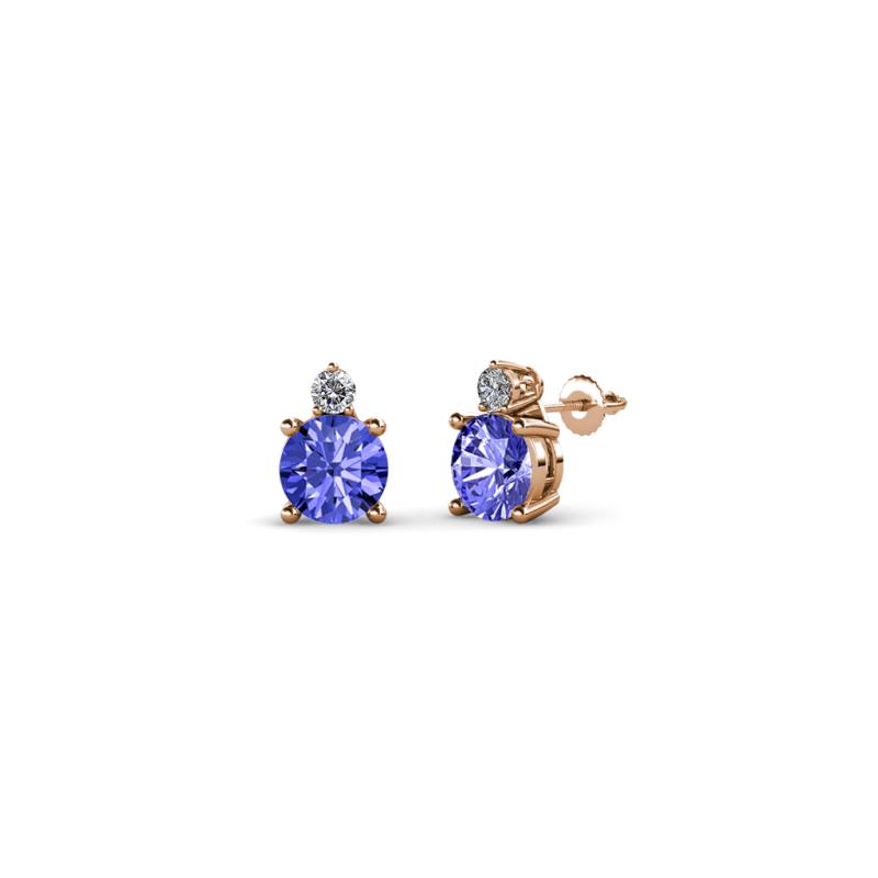 Viera Tanzanite and Diamond Two Stone Stud Earrings 