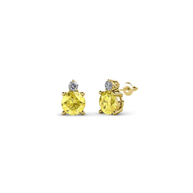 Viera Yellow Sapphire and Diamond Two Stone Stud Earrings 