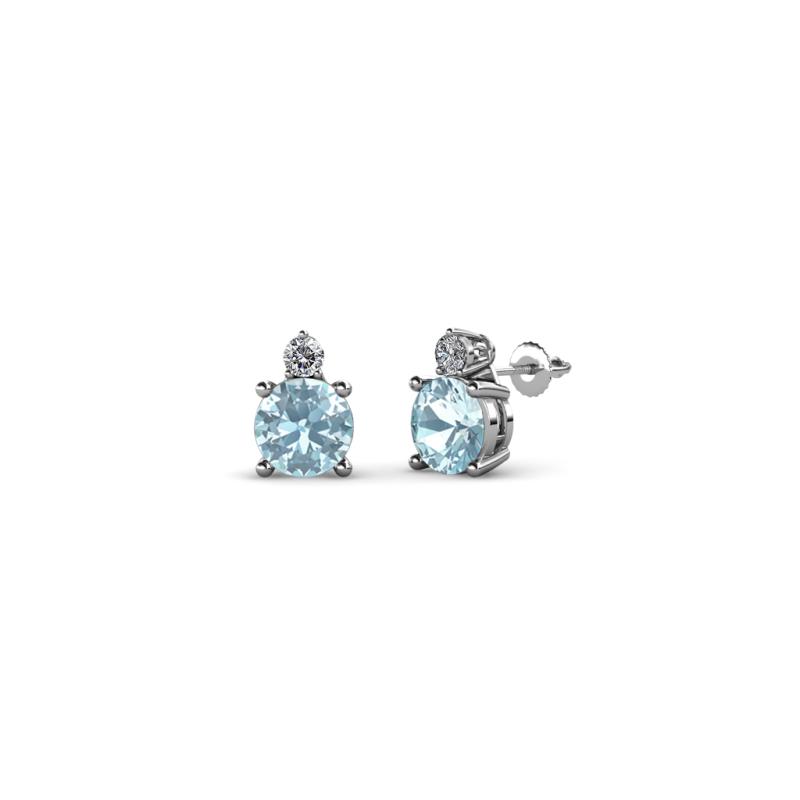 Viera Aquamarine and Diamond Two Stone Stud Earrings 