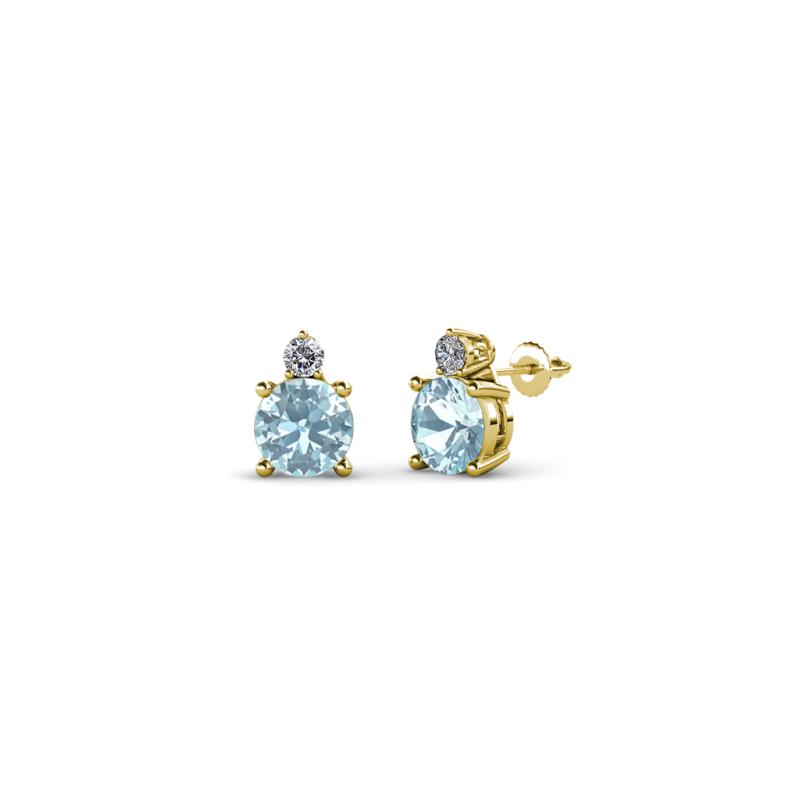Viera Aquamarine and Diamond Two Stone Stud Earrings 