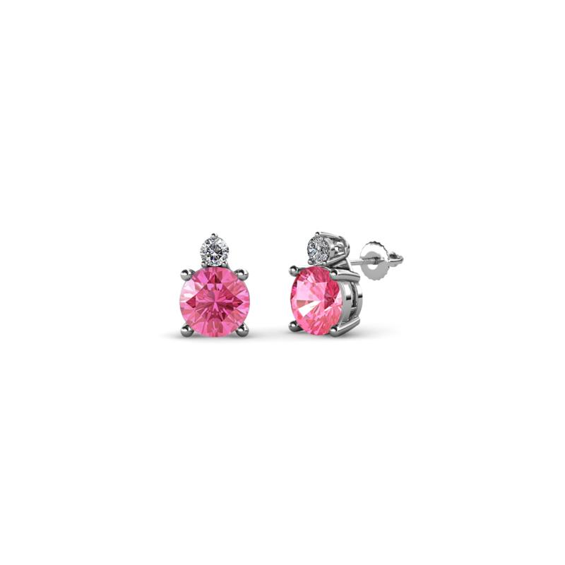 Viera Pink Tourmaline and Diamond Two Stone Stud Earrings 
