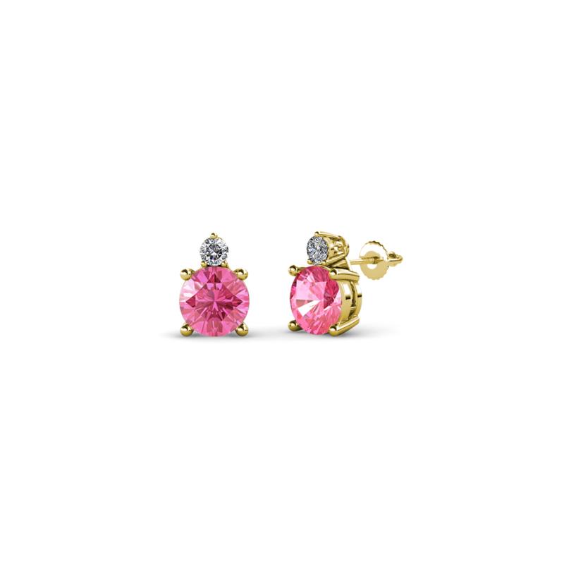 Viera Pink Tourmaline and Diamond Two Stone Stud Earrings 