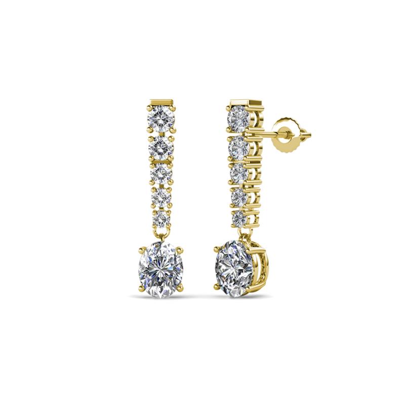 Zera Oval Shape 6x4 mm Diamond Journey Dangling Earrings 