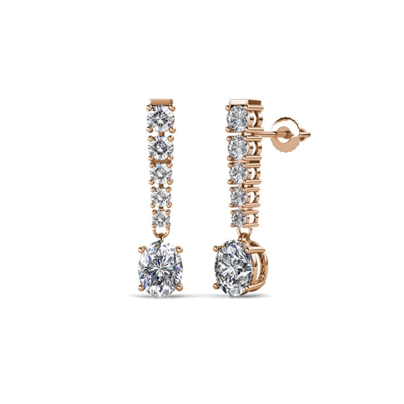 Zera Oval Shape 6x4 mm Diamond Journey Dangling Earrings 