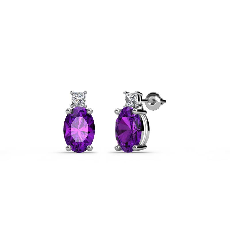 Ailey Amethyst and Diamond Two Stone Stud Earrings 