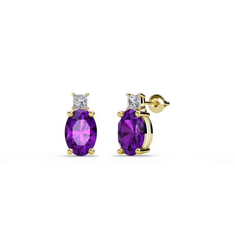 Ailey Amethyst and Diamond Two Stone Stud Earrings 