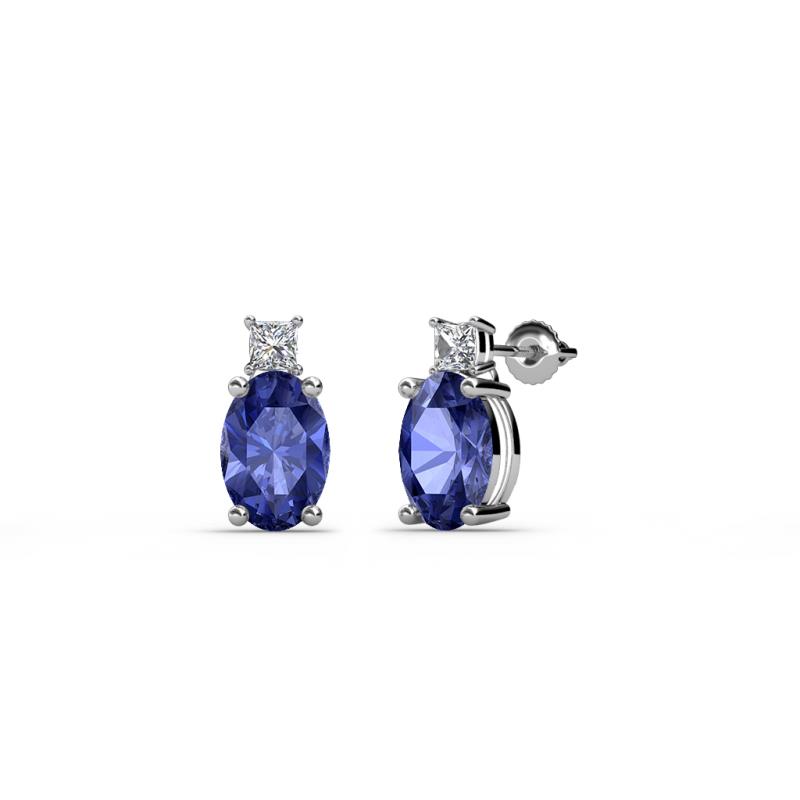 Ailey Iolite and Diamond Two Stone Stud Earrings 