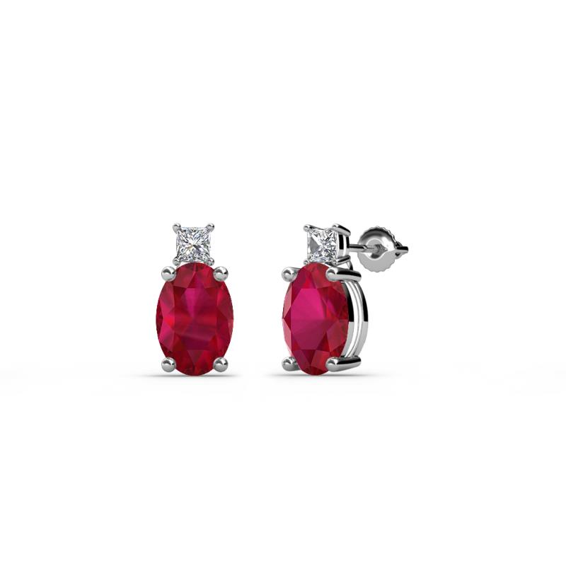 Ailey Ruby and Diamond Two Stone Stud Earrings 