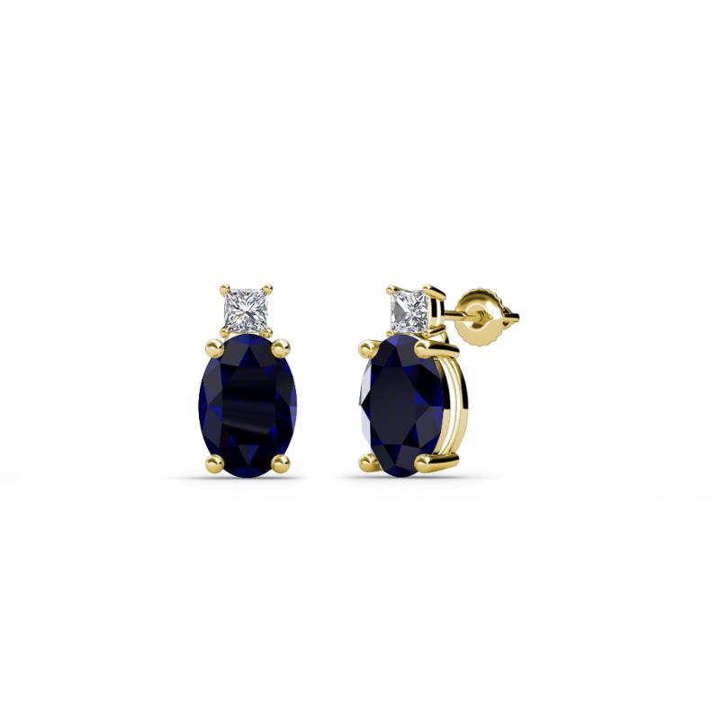 Ailey Blue Sapphire and Diamond Two Stone Stud Earrings 