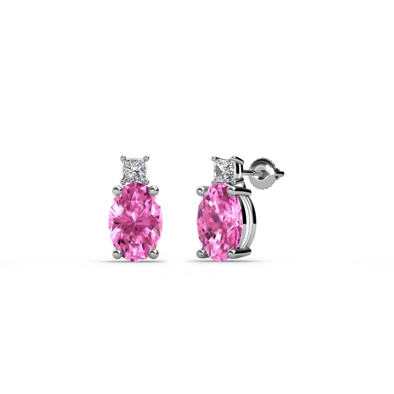Ailey Pink Sapphire and Diamond Two Stone Stud Earrings 